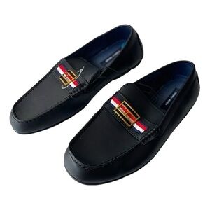 Tommy Hilfiger Men's Black Atino Moc Toe Loafer Slip On Shoes TH Logo, Sz 10M